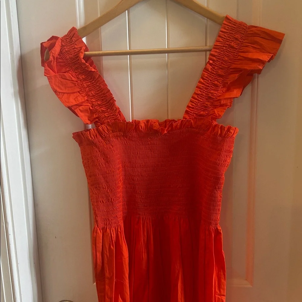 Quince smocked orange midi dress - Picture 6 of 6